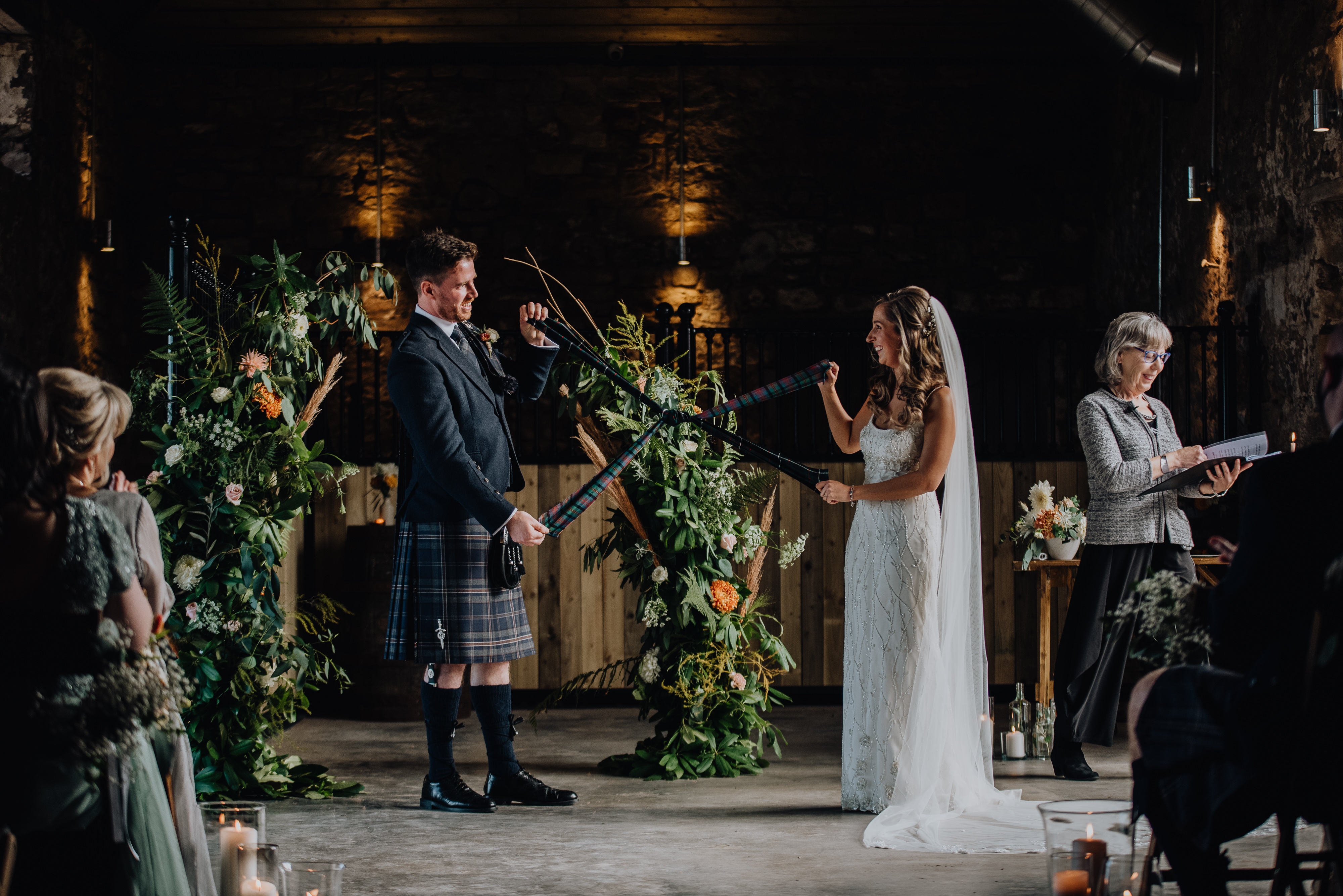 hand fasting ceremony in barn venue in Fife Scotland