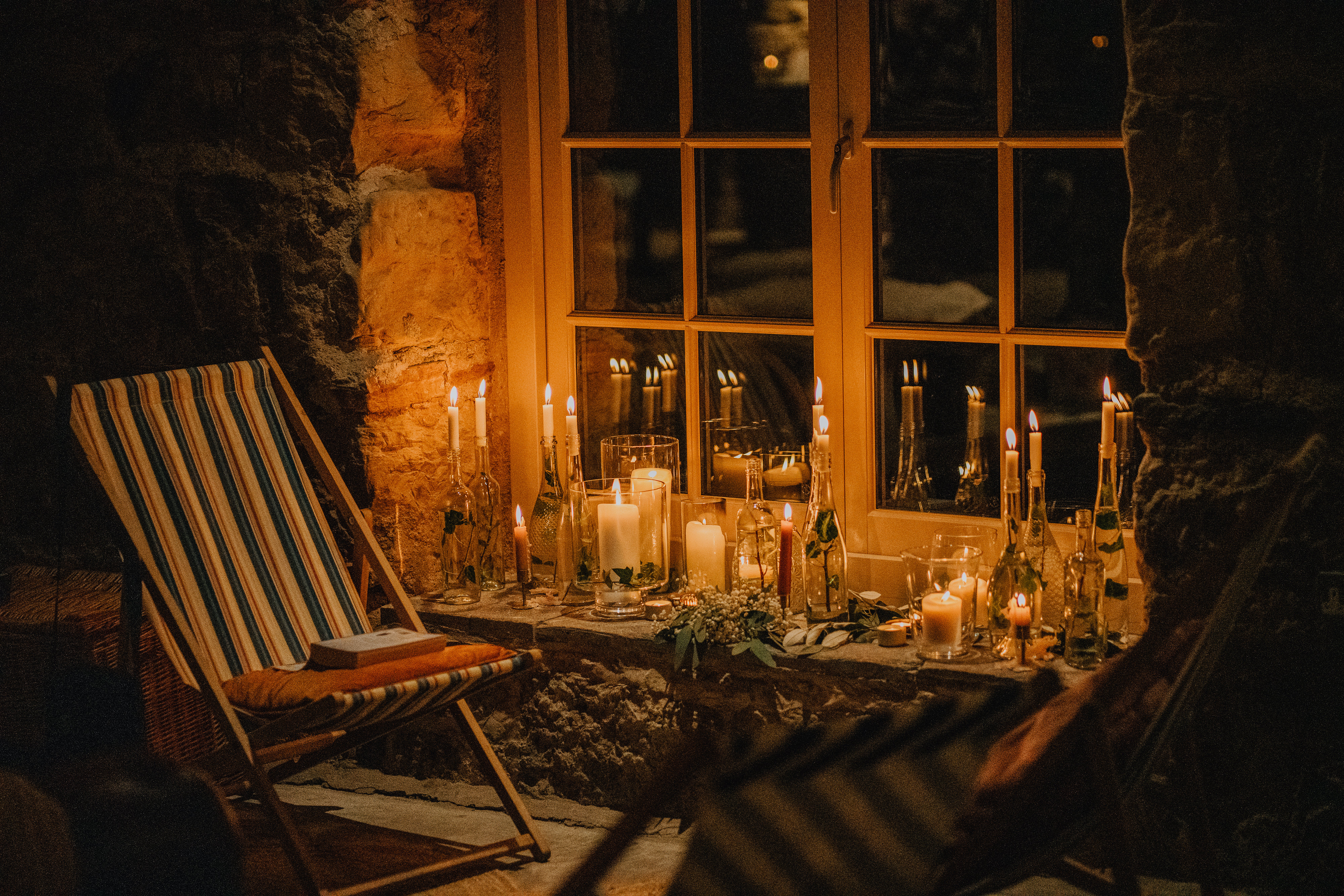 evening decoration in barn venue Fife