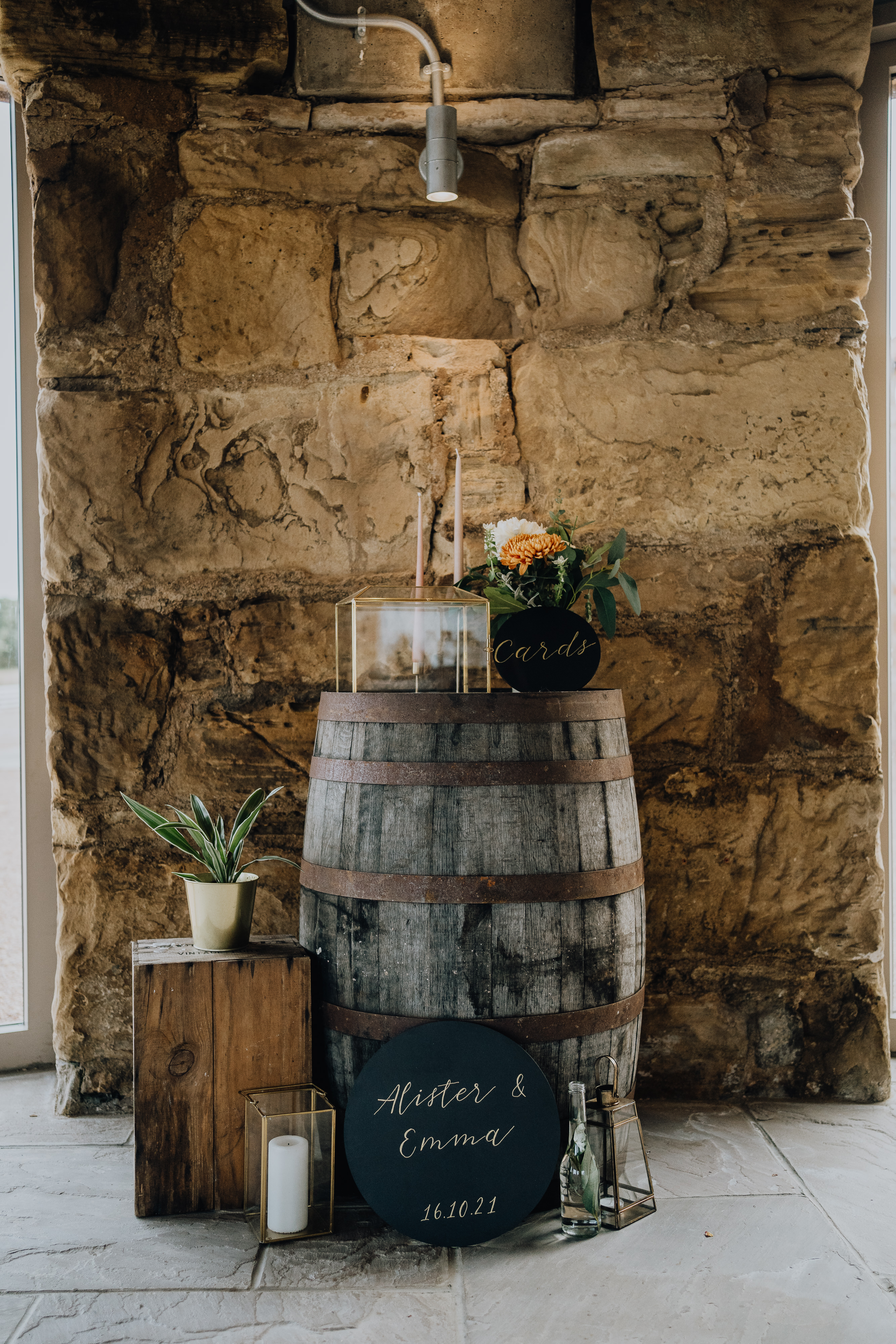 Welcome area in Falside Mill Fife for wedding