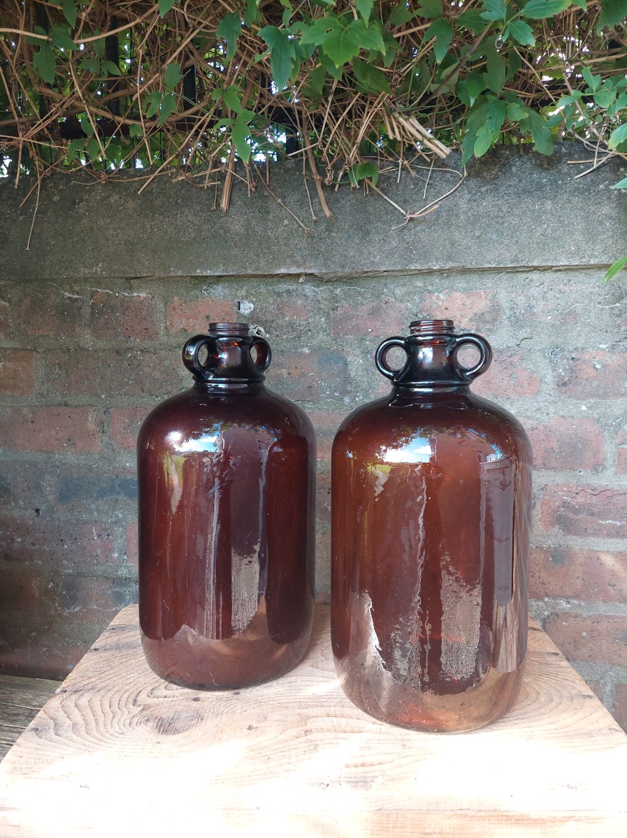 Vintage amber bottles for weddings in Tayside