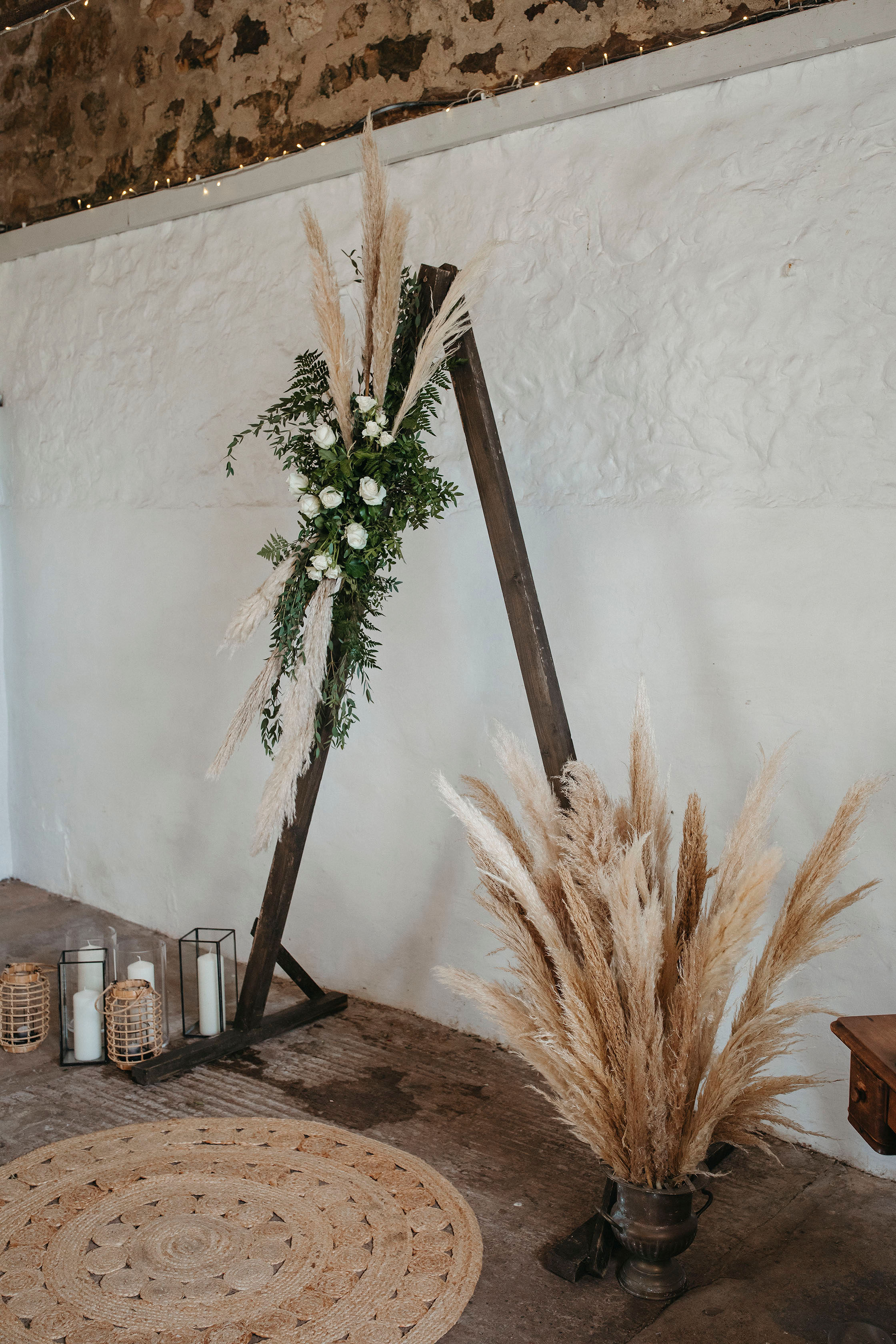 Triangle arch with lanterns in Cow Shed Crail Fife