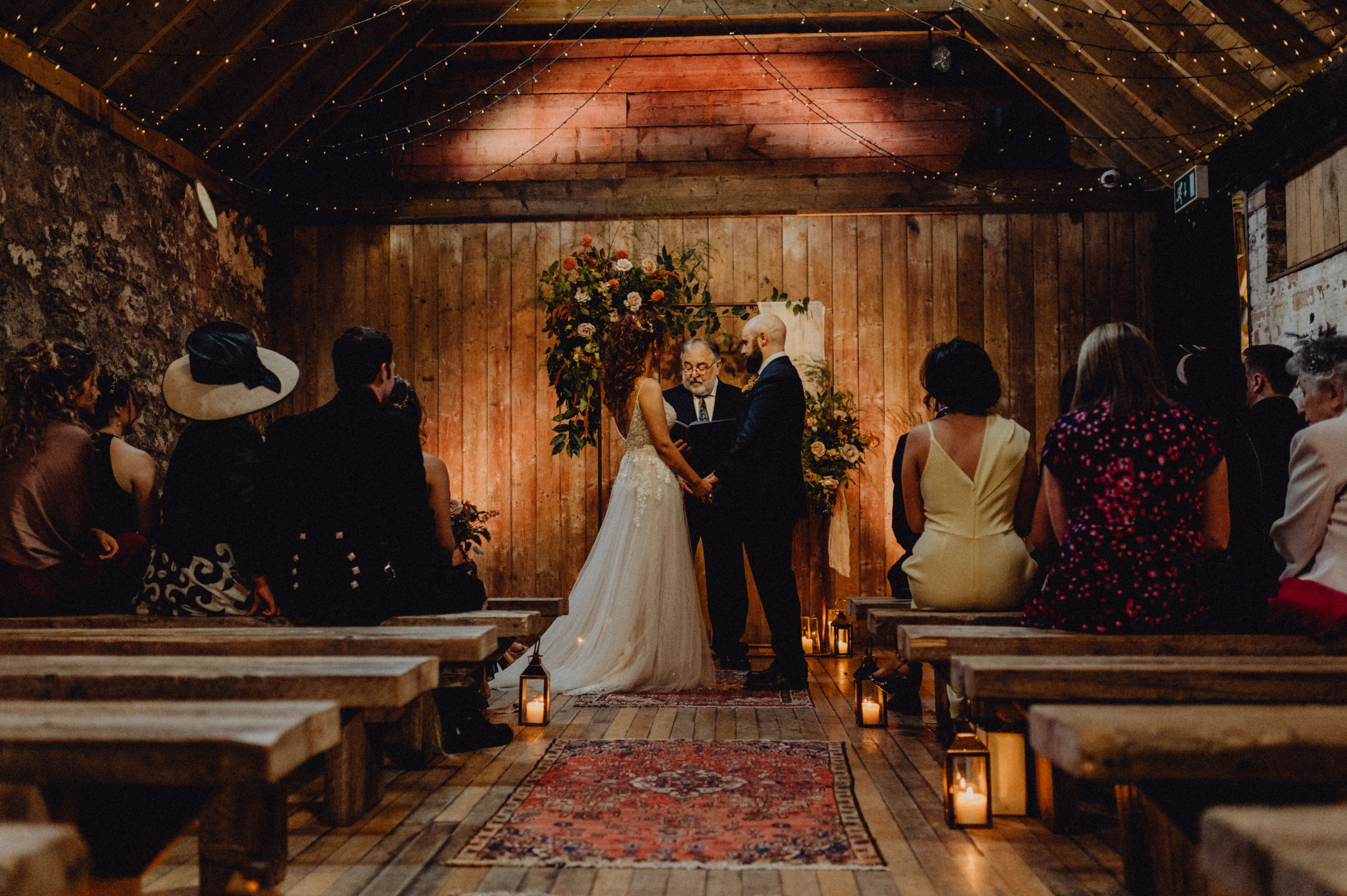 wedding ceremony in barn venue perthshire