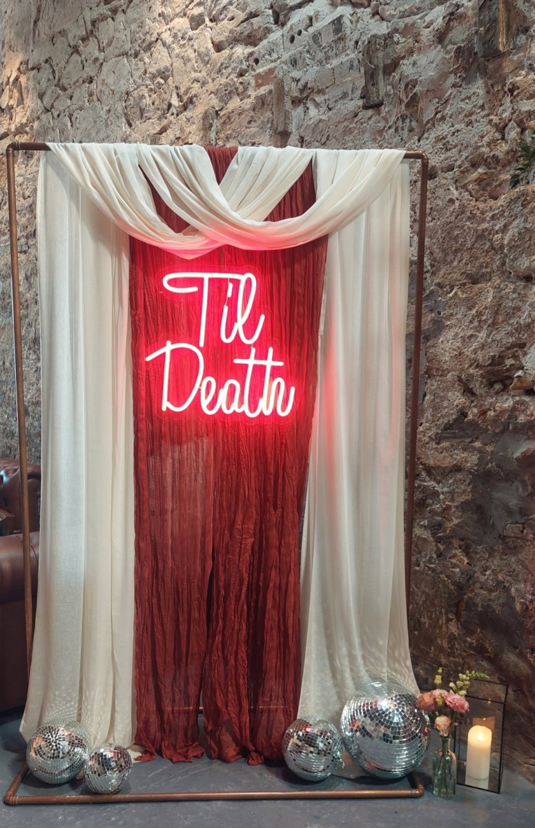 til death neon for hire for weddings in Scotland